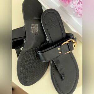 Tory Burch Leather Marsden Thong Sandal size 9.5 T logo
